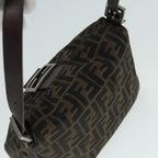 FENDI Zucca Canvas Mamma Baguette Shoulder Bag Brown Black Silveryk15163