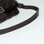 FENDI Zucca Canvas Mamma Baguette Shoulder Bag Brown Black Silveryk15163