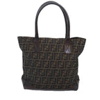 FENDI Zucca Canvas Tote Bag Brown Black goldyk15177