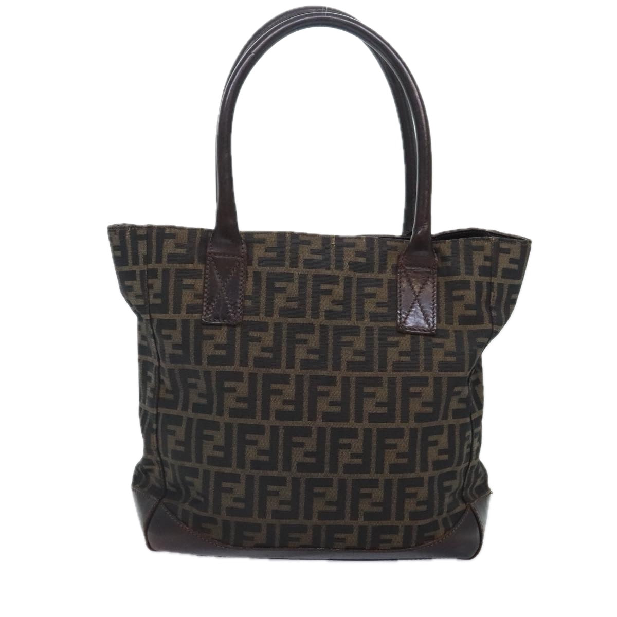 FENDI Zucca Canvas Tote Bag Brown Black goldyk15177