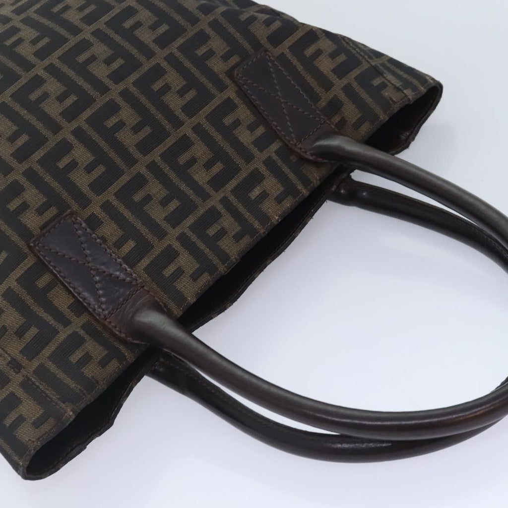 FENDI Zucca Canvas Tote Bag Brown Black goldyk15177