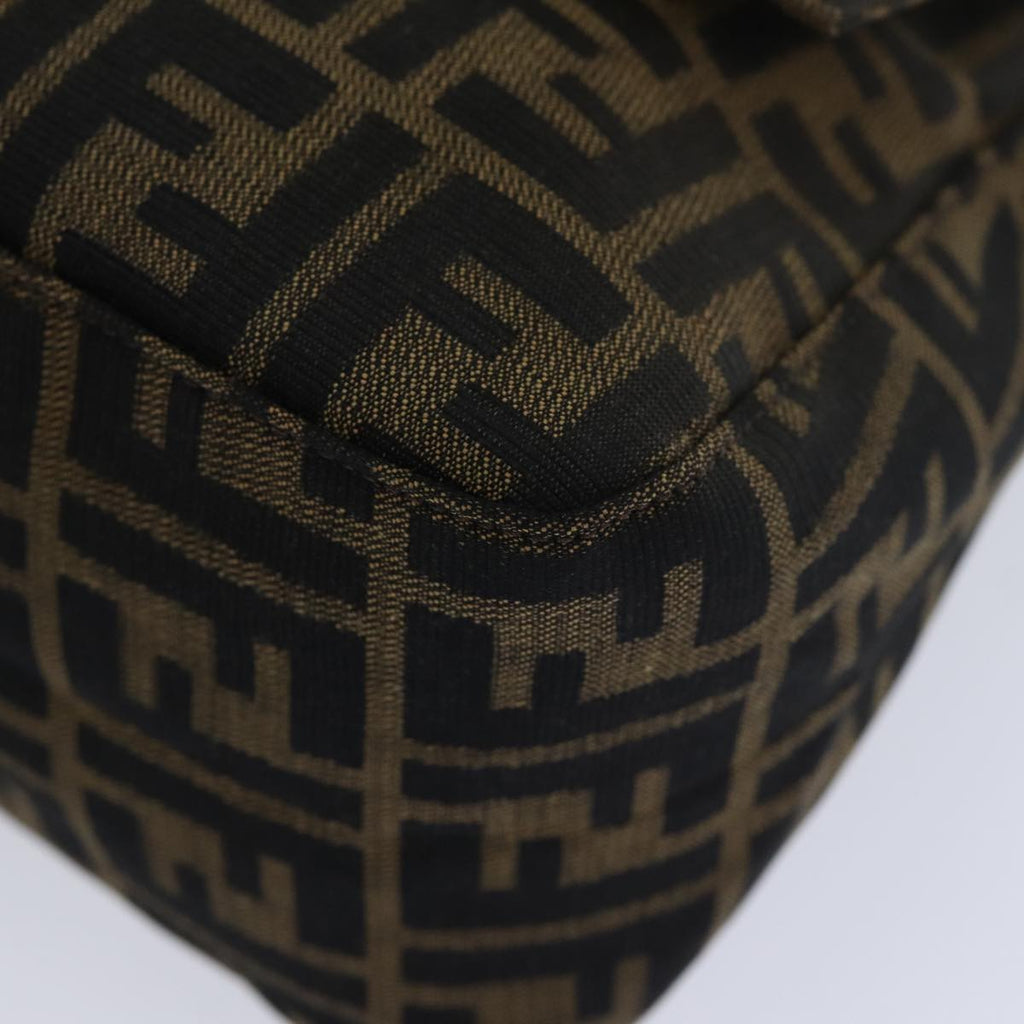 FENDI Zucca Canvas Mamma Baguette Shoulder Bag Brown Black Silveryk15179A