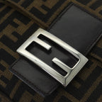 FENDI Zucca Canvas Mamma Baguette Shoulder Bag Brown Black Silveryk15179A