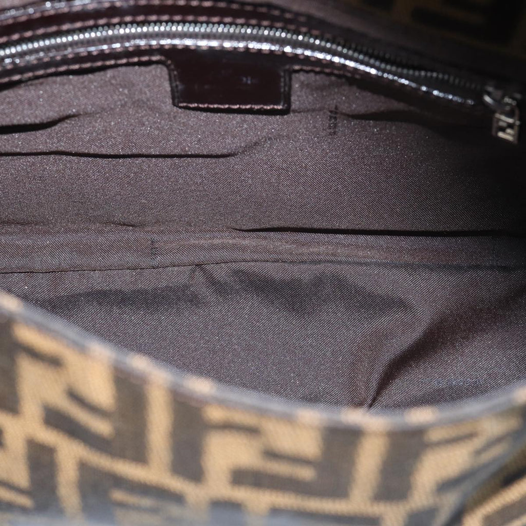 FENDI Zucca Canvas Mamma Baguette Shoulder Bag Brown Black Silveryk15179A