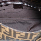 FENDI Zucca Canvas Mamma Baguette Shoulder Bag Brown Black Silveryk15179A
