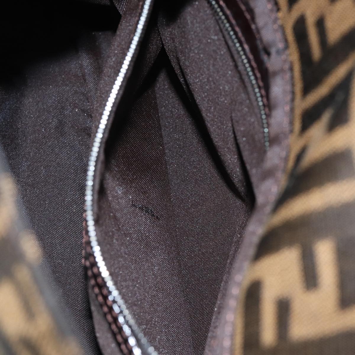 FENDI Zucca Canvas Mamma Baguette Shoulder Bag Brown Black Silveryk15179A