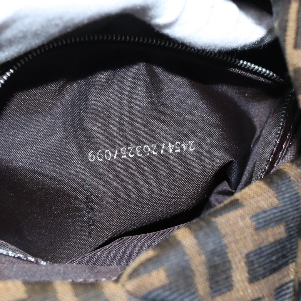 FENDI Zucca Canvas Mamma Baguette Shoulder Bag Brown Black Silveryk15179A