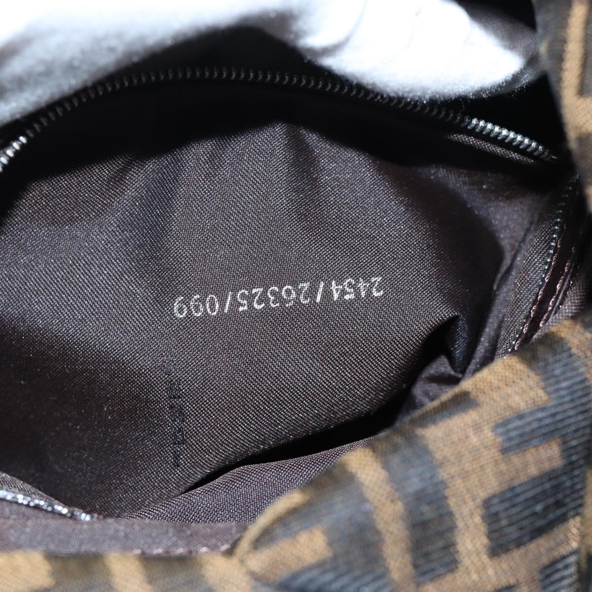 FENDI Zucca Canvas Mamma Baguette Shoulder Bag Brown Black Silveryk15179A