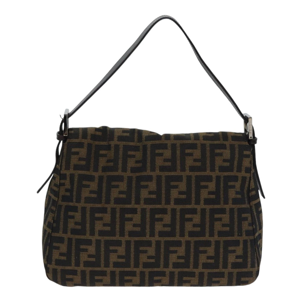 FENDI Zucca Canvas Mamma Baguette Shoulder Bag Brown Black Silveryk15179A