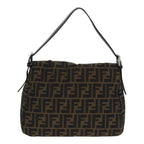 FENDI Zucca Canvas Mamma Baguette Shoulder Bag Brown Black Silveryk15179A