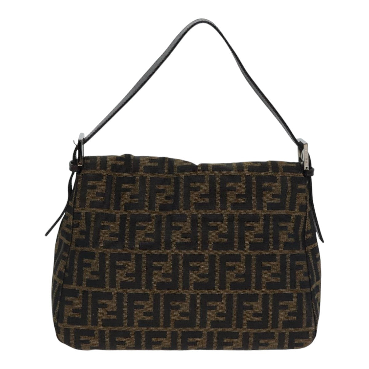 FENDI Zucca Canvas Mamma Baguette Shoulder Bag Brown Black Silveryk15179A