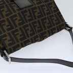 FENDI Zucca Canvas Mamma Baguette Shoulder Bag Brown Black Silveryk15179A