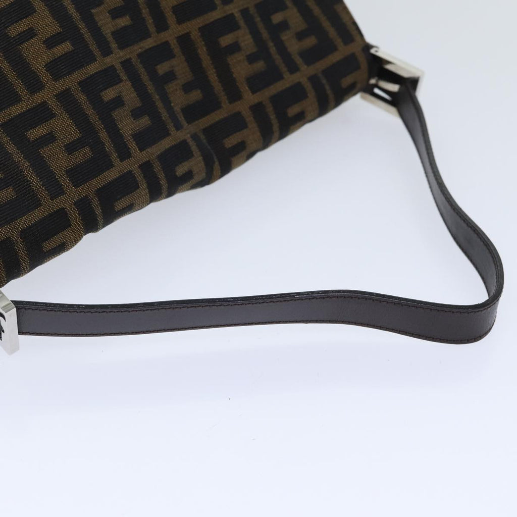 FENDI Zucca Canvas Mamma Baguette Shoulder Bag Brown Black Silveryk15179A