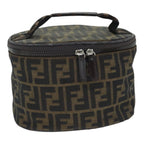 FENDI Zucca Canvas Vanity Pouch Brown Black Silveryk15192