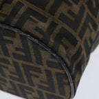 FENDI Zucca Canvas Vanity Pouch Brown Black Silveryk15192