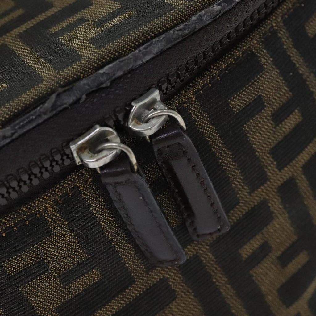 FENDI Zucca Canvas Vanity Pouch Brown Black Silveryk15192