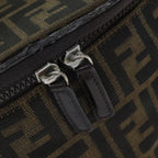 FENDI Zucca Canvas Vanity Pouch Brown Black Silveryk15192