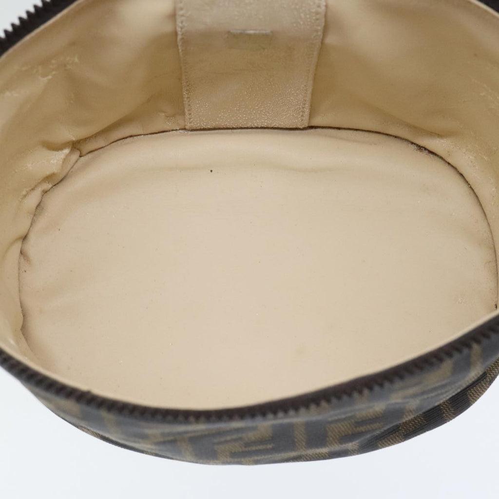 FENDI Zucca Canvas Vanity Pouch Brown Black Silveryk15192