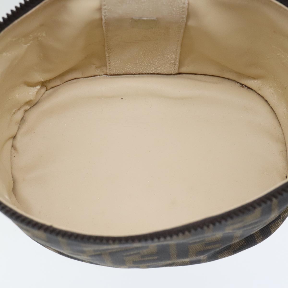 FENDI Zucca Canvas Vanity Pouch Brown Black Silveryk15192