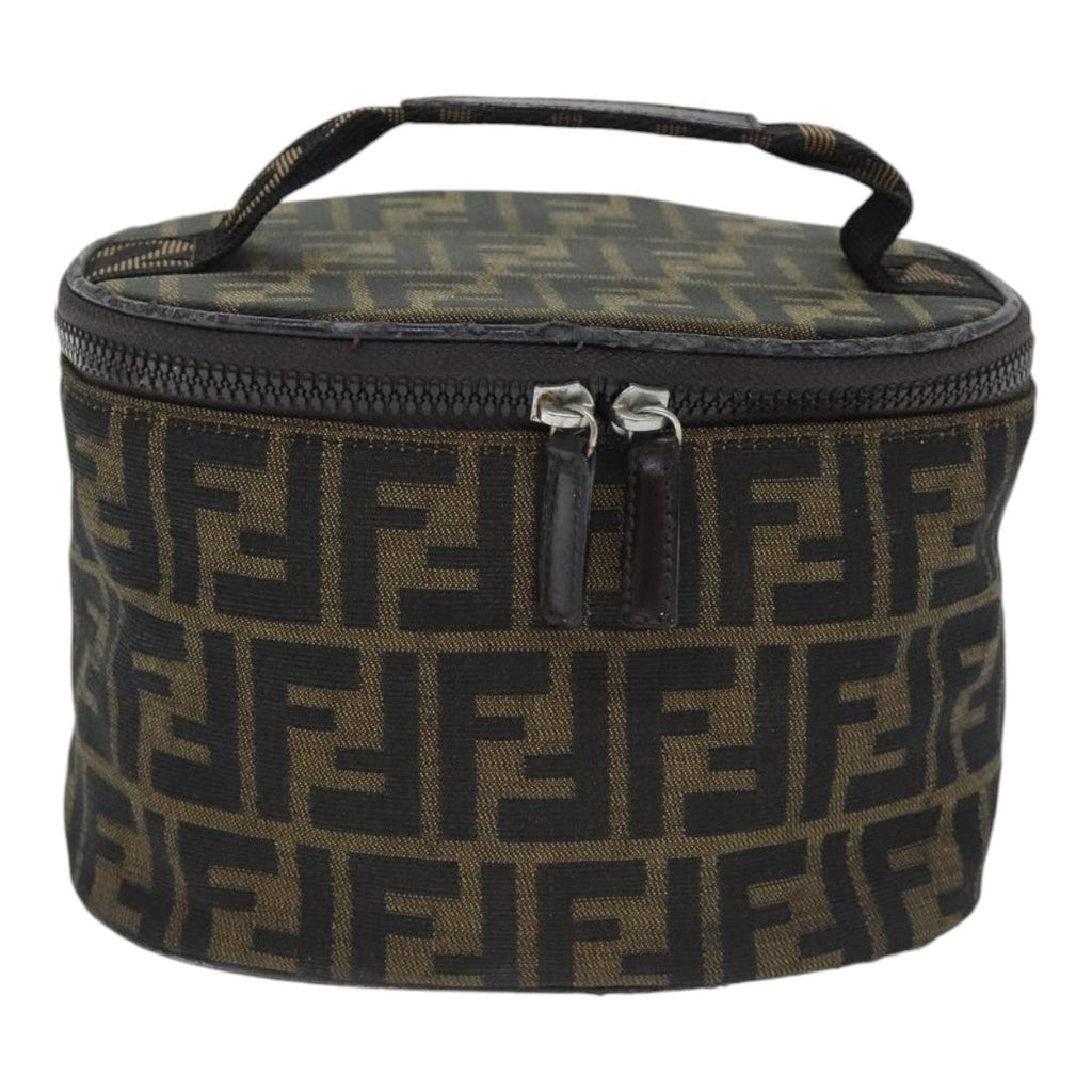 FENDI Zucca Canvas Vanity Pouch Brown Black Silveryk15192