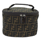 FENDI Zucca Canvas Vanity Pouch Brown Black Silveryk15192