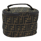FENDI Zucca Canvas Vanity Pouch Brown Black Silveryk15192