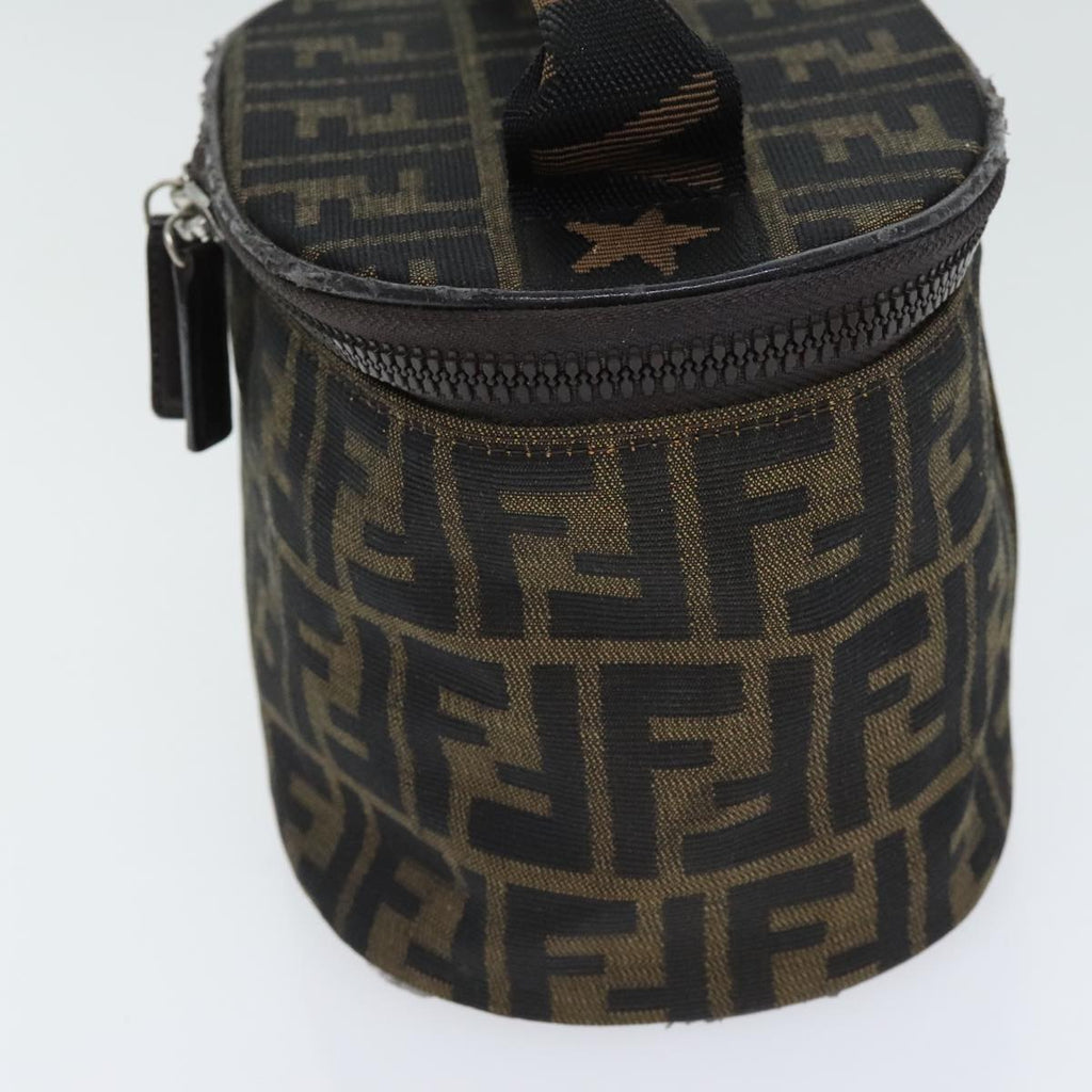 FENDI Zucca Canvas Vanity Pouch Brown Black Silveryk15192