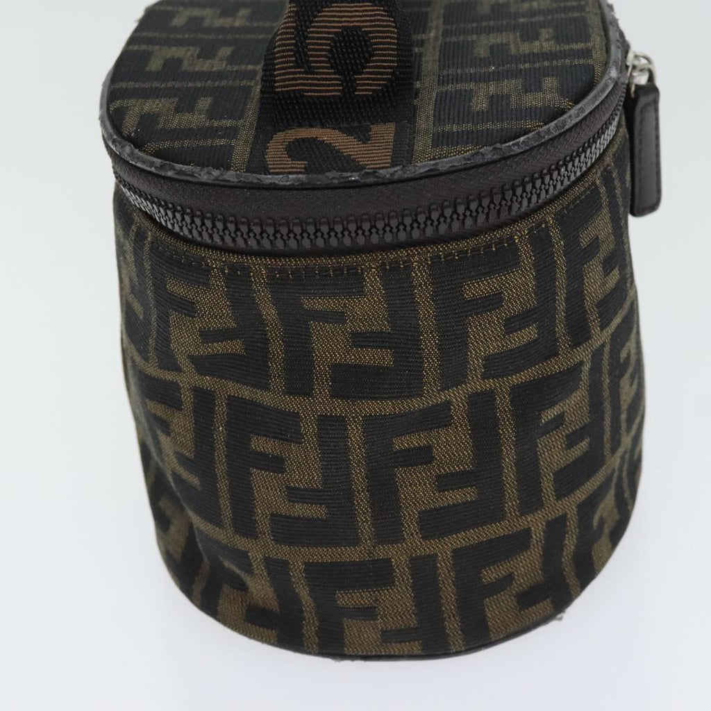 FENDI Zucca Canvas Vanity Pouch Brown Black Silveryk15192