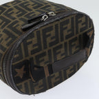 FENDI Zucca Canvas Vanity Pouch Brown Black Silveryk15192