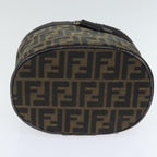 FENDI Zucca Canvas Vanity Pouch Brown Black Silveryk15192