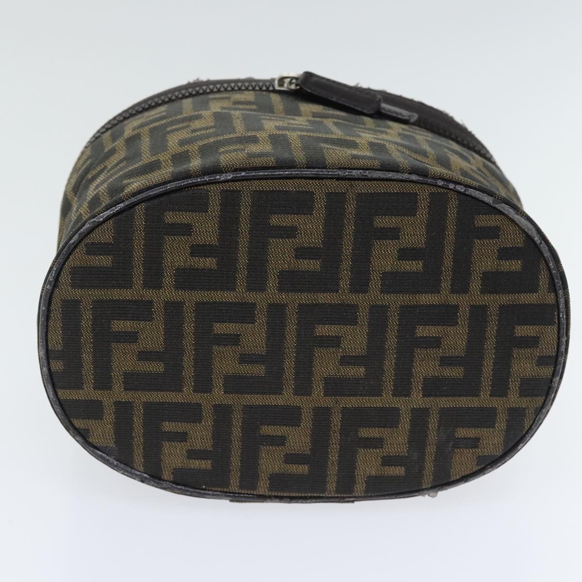 FENDI Zucca Canvas Vanity Pouch Brown Black Silveryk15192