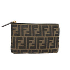 FENDI Zucca Canvas Pouch Black Gold Brownyk15224