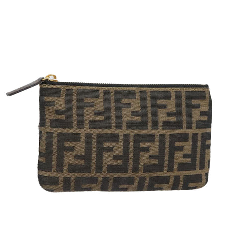 FENDI Zucca Canvas Pouch Black Gold Brownyk15224