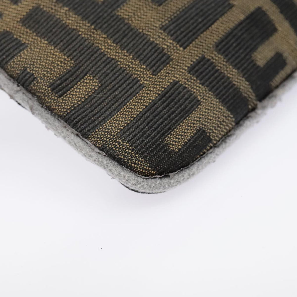 FENDI Zucca Canvas Pouch Black Gold Brownyk15224