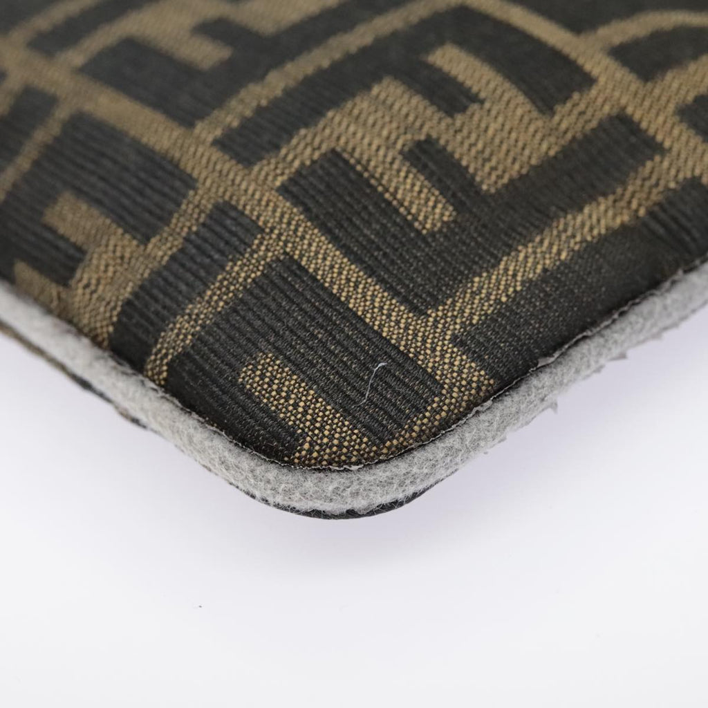 FENDI Zucca Canvas Pouch Black Gold Brownyk15224