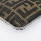 FENDI Zucca Canvas Pouch Black Gold Brownyk15224