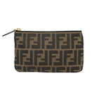 FENDI Zucca Canvas Pouch Black Gold Brownyk15224