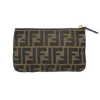 FENDI Zucca Canvas Pouch Black Gold Brownyk15224