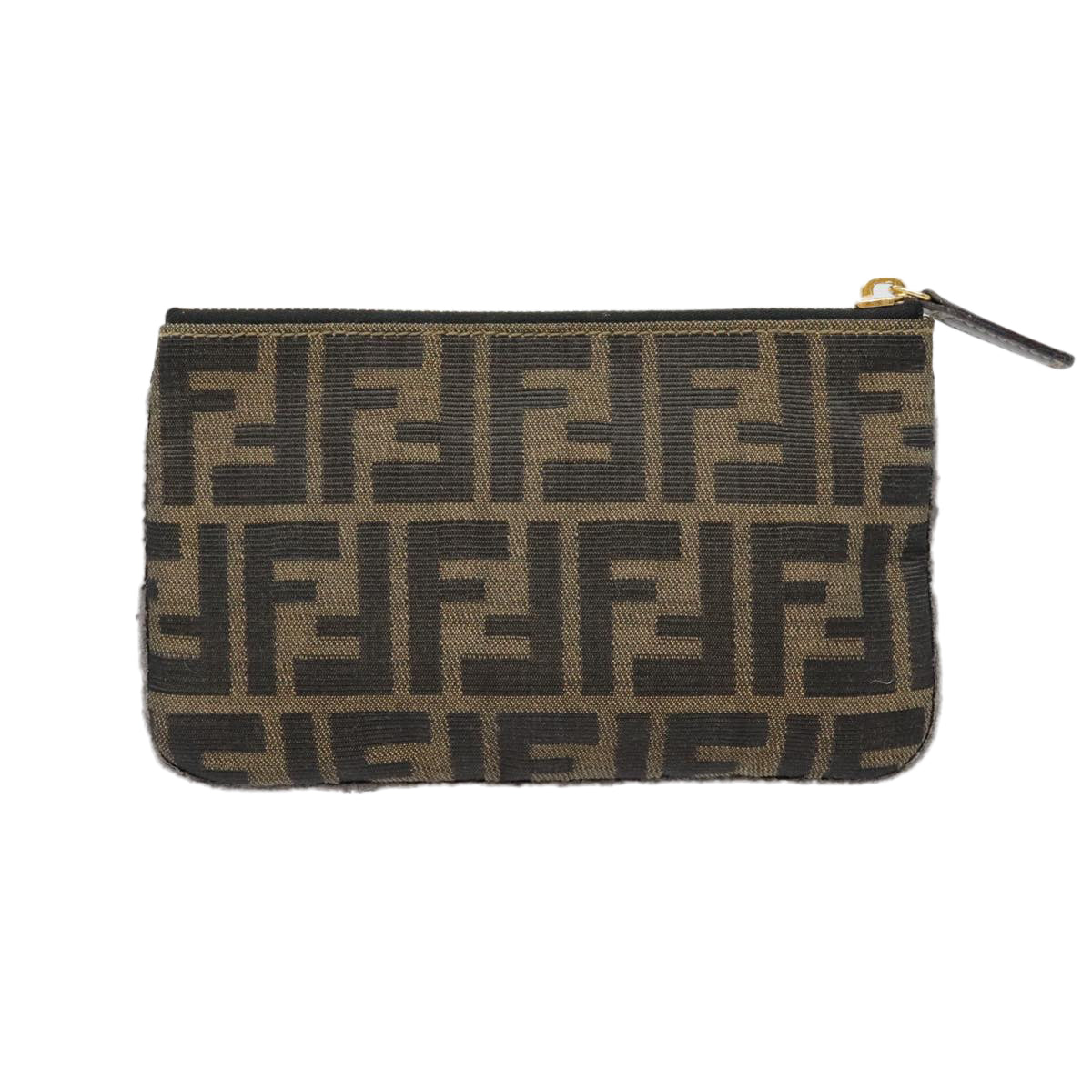 FENDI Zucca Canvas Pouch Black Gold Brownyk15224