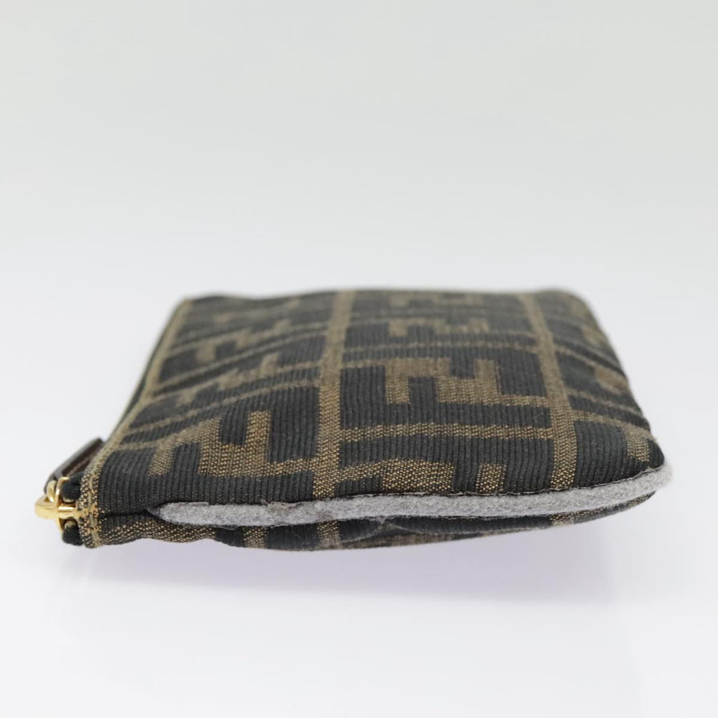 FENDI Zucca Canvas Pouch Black Gold Brownyk15224