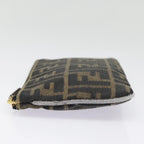 FENDI Zucca Canvas Pouch Black Gold Brownyk15224