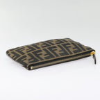 FENDI Zucca Canvas Pouch Black Gold Brownyk15224