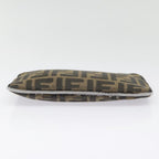 FENDI Zucca Canvas Pouch Black Gold Brownyk15224