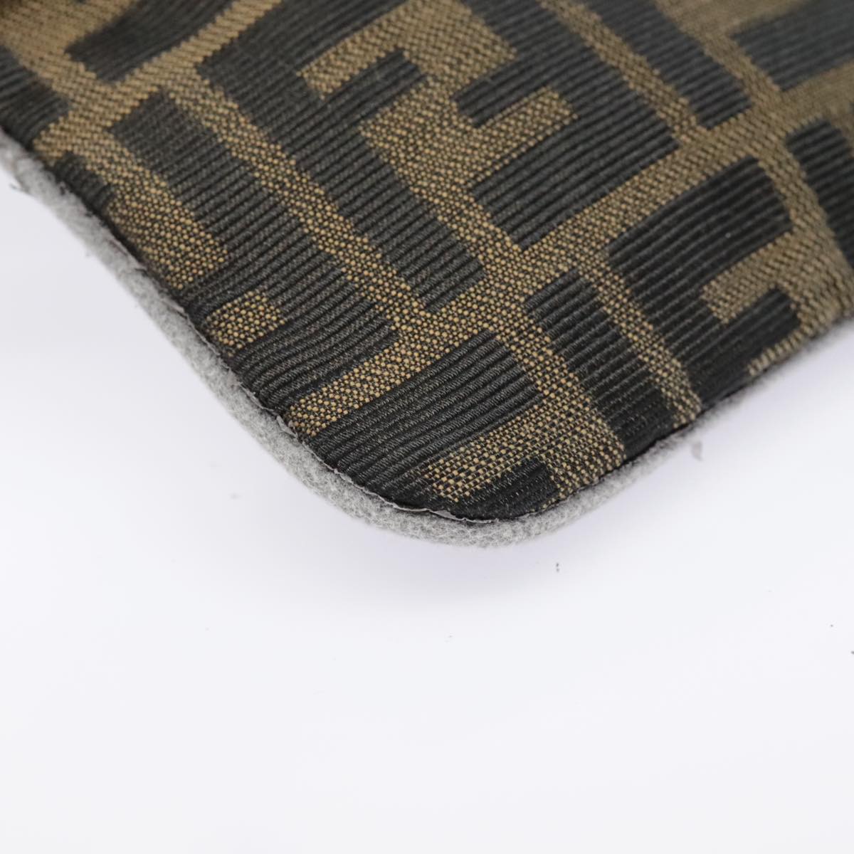 FENDI Zucca Canvas Pouch Black Gold Brownyk15224