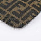 FENDI Zucca Canvas Pouch Black Gold Brownyk15224