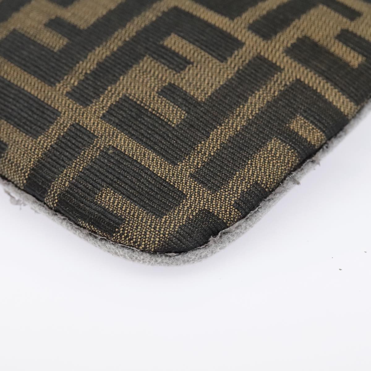 FENDI Zucca Canvas Pouch Black Gold Brownyk15224