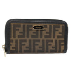 FENDI Zucca Canvas Wallet Black Brown goldyk15225