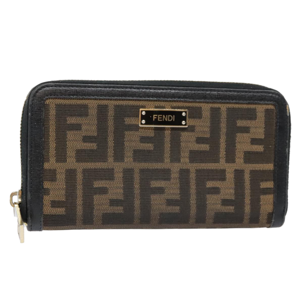 FENDI Zucca Canvas Wallet Black Brown goldyk15225