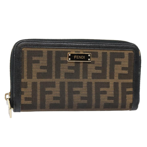 FENDI Zucca Canvas Wallet Black Brown goldyk15225