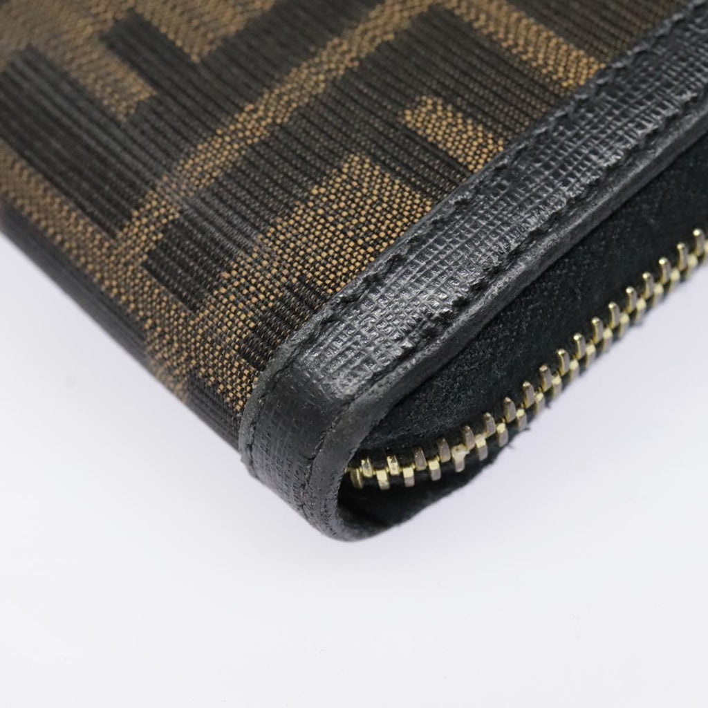 FENDI Zucca Canvas Wallet Black Brown goldyk15225